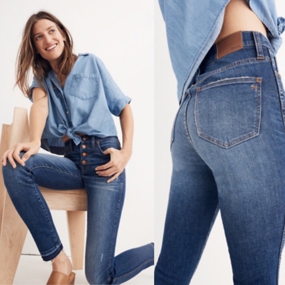 Madewell Denim - NWT Madewell 10” High Rise Button Front Distressed